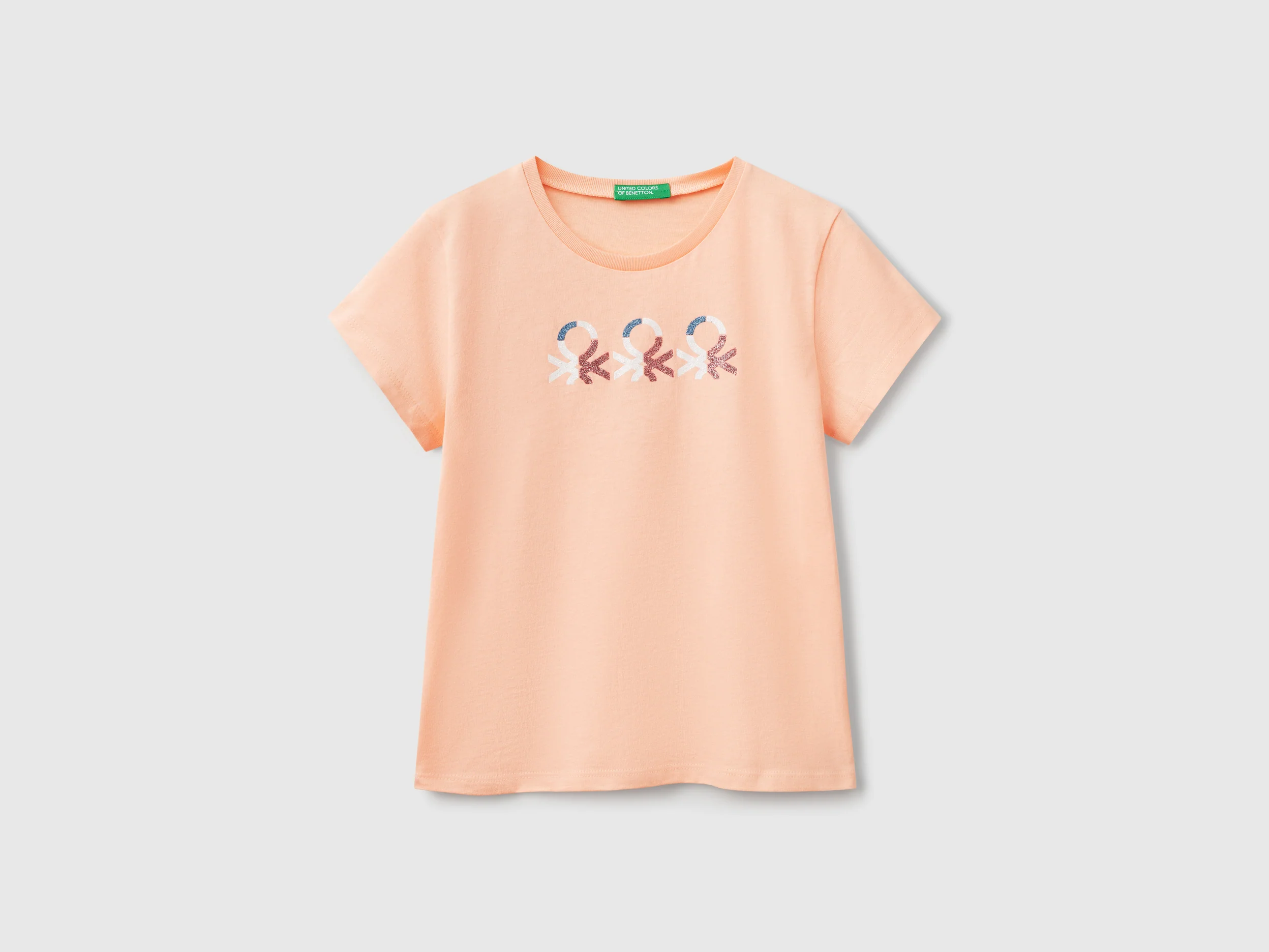 T-shirt con logo glitter in cotone