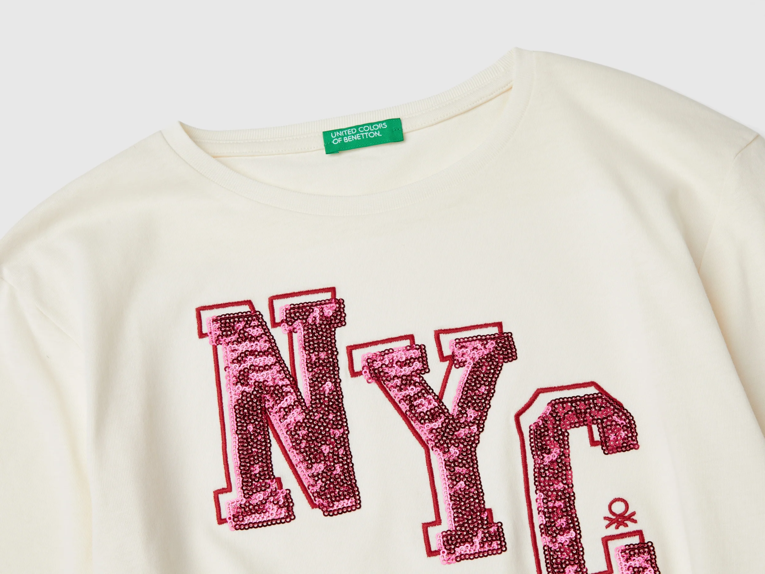 T-shirt con paillettes in cotone bio - Image 3