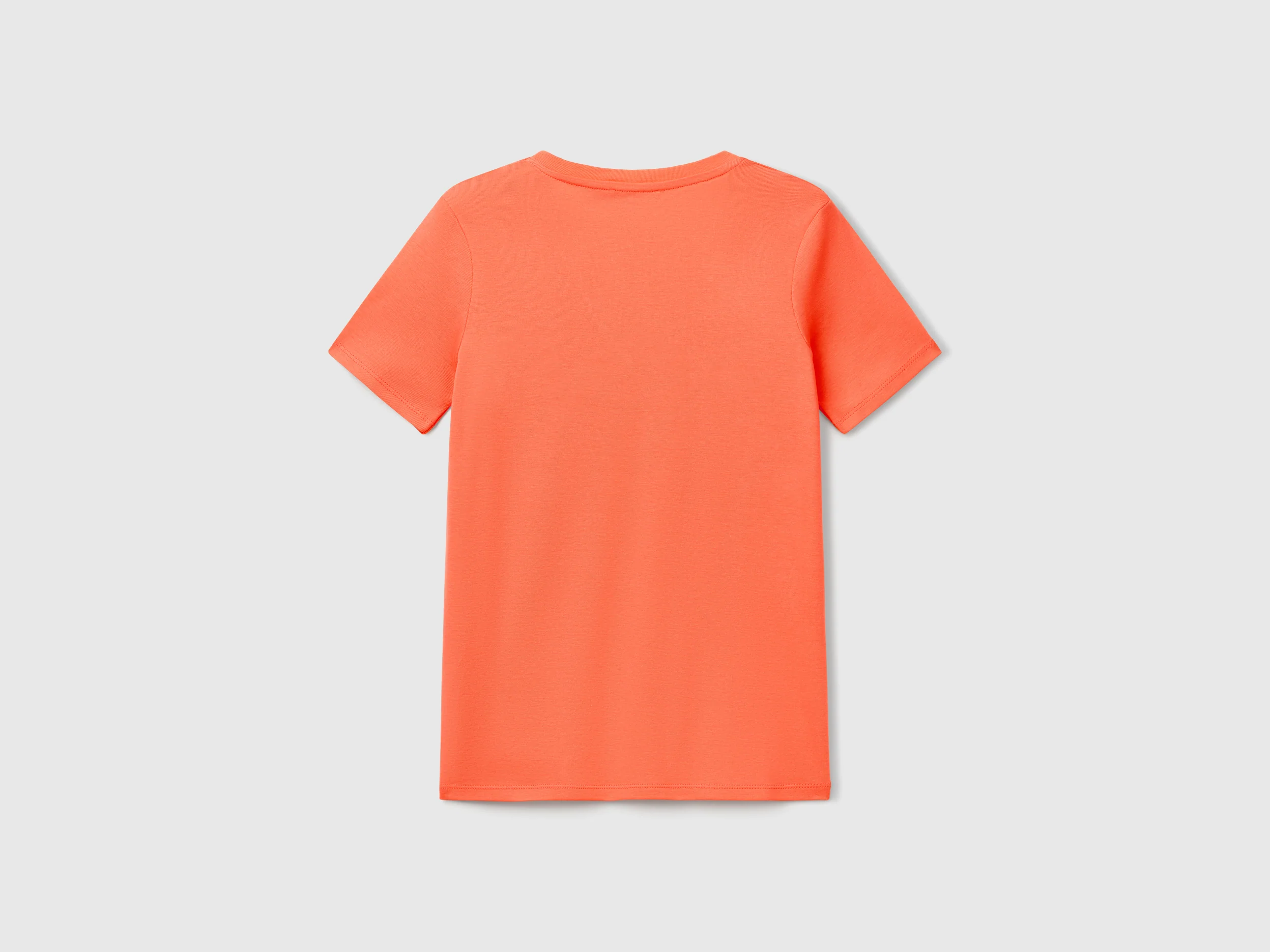 T-shirt corallo in puro cotone con scollo a V - Image 2