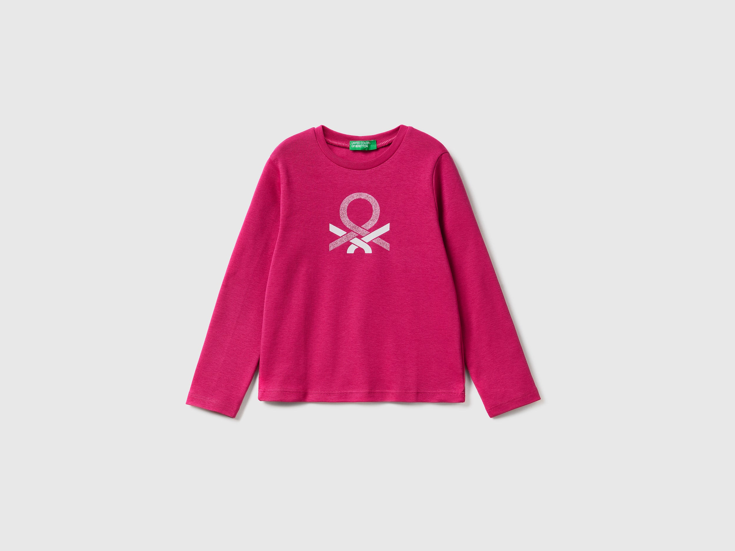 T-shirt in cotone bio con stampa glitter
