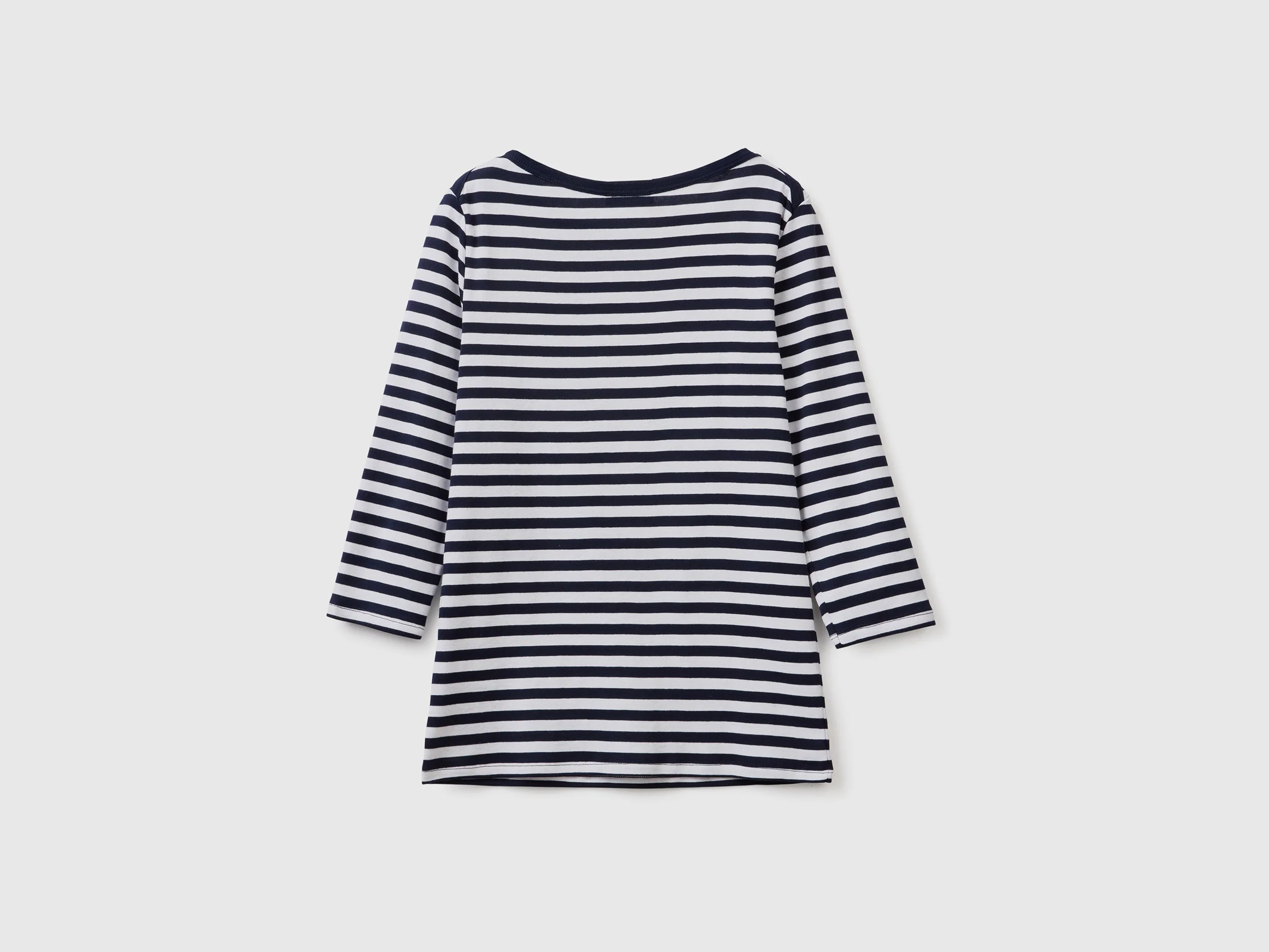 T-shirt manica 3/4 a righe in puro cotone - Image 2