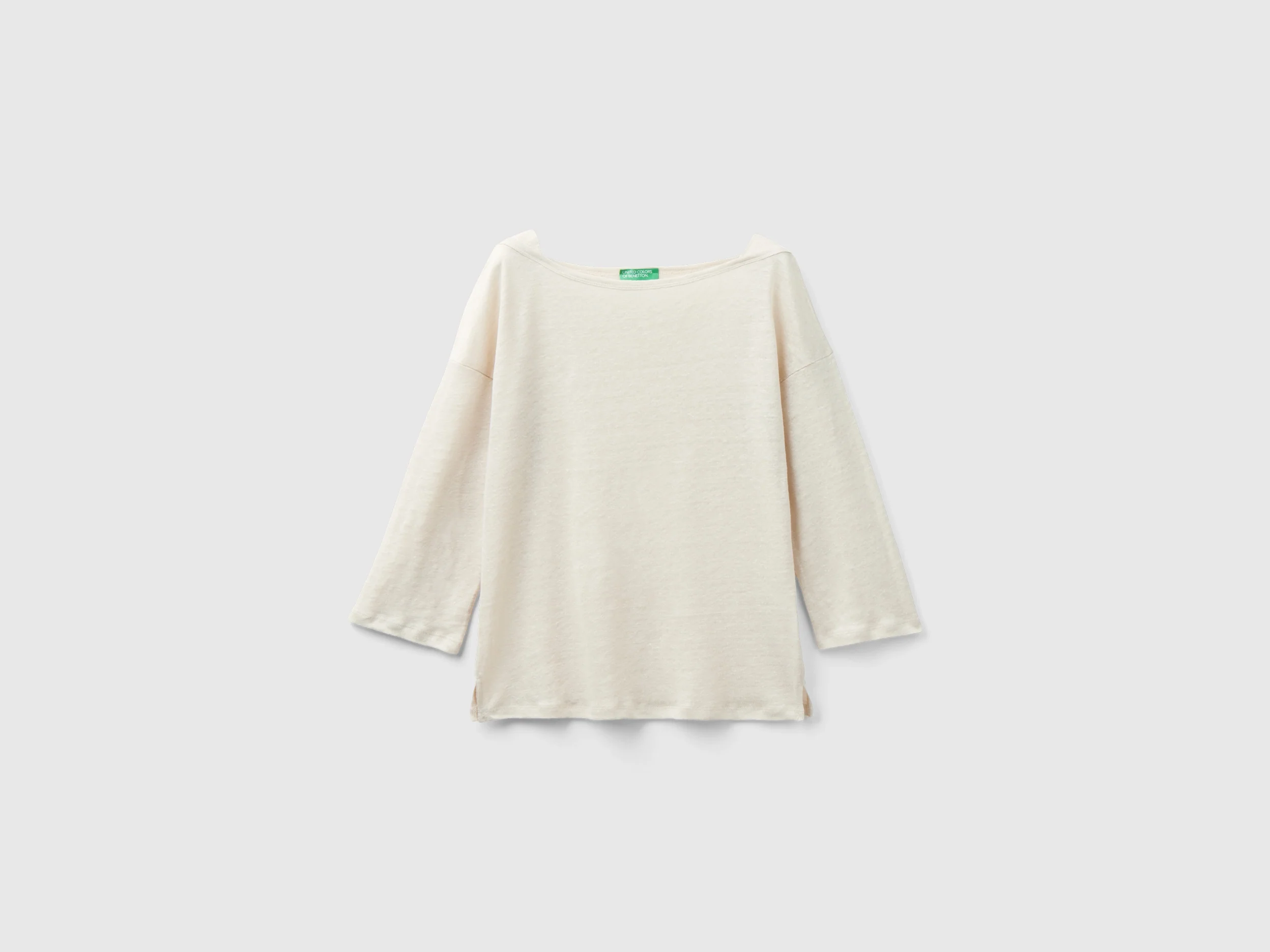 T-shirt manica a 3/4 in puro lino