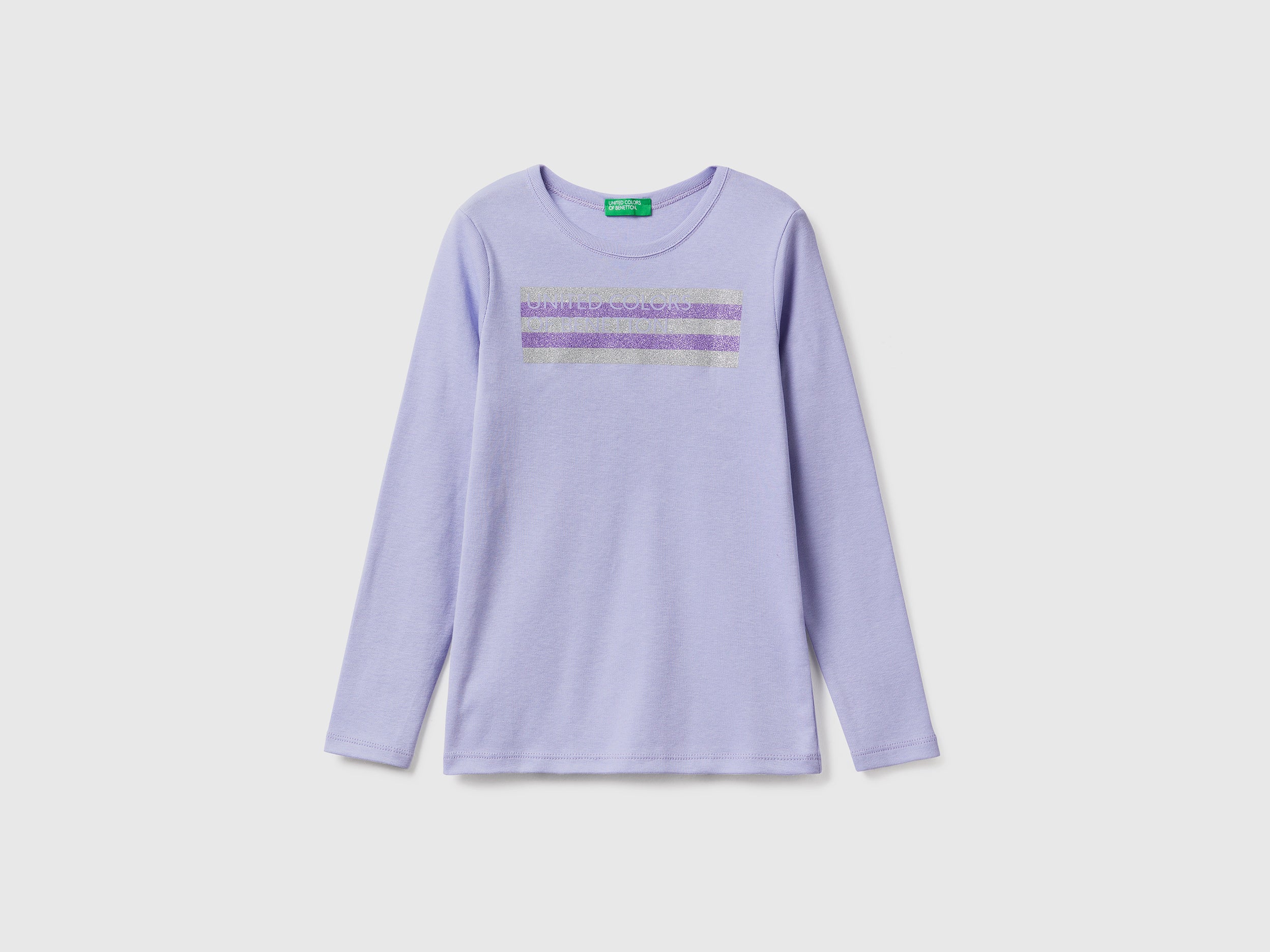 T-shirt manica lunga con stampa glitter