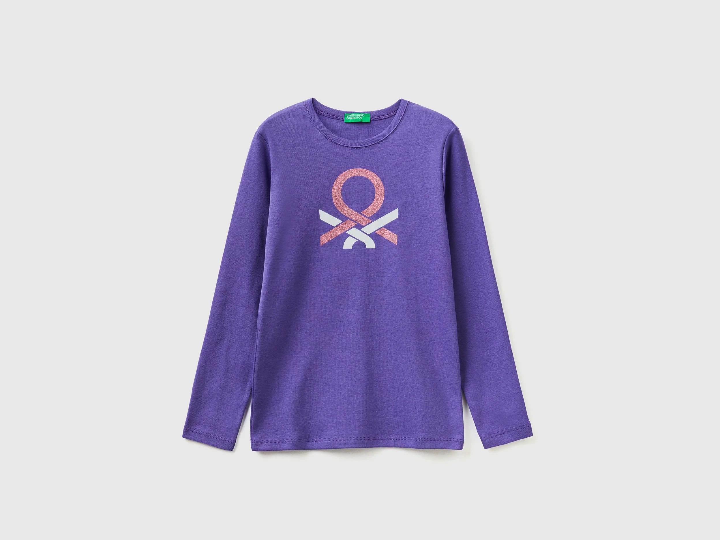 T-shirt manica lunga con stampa glitter
