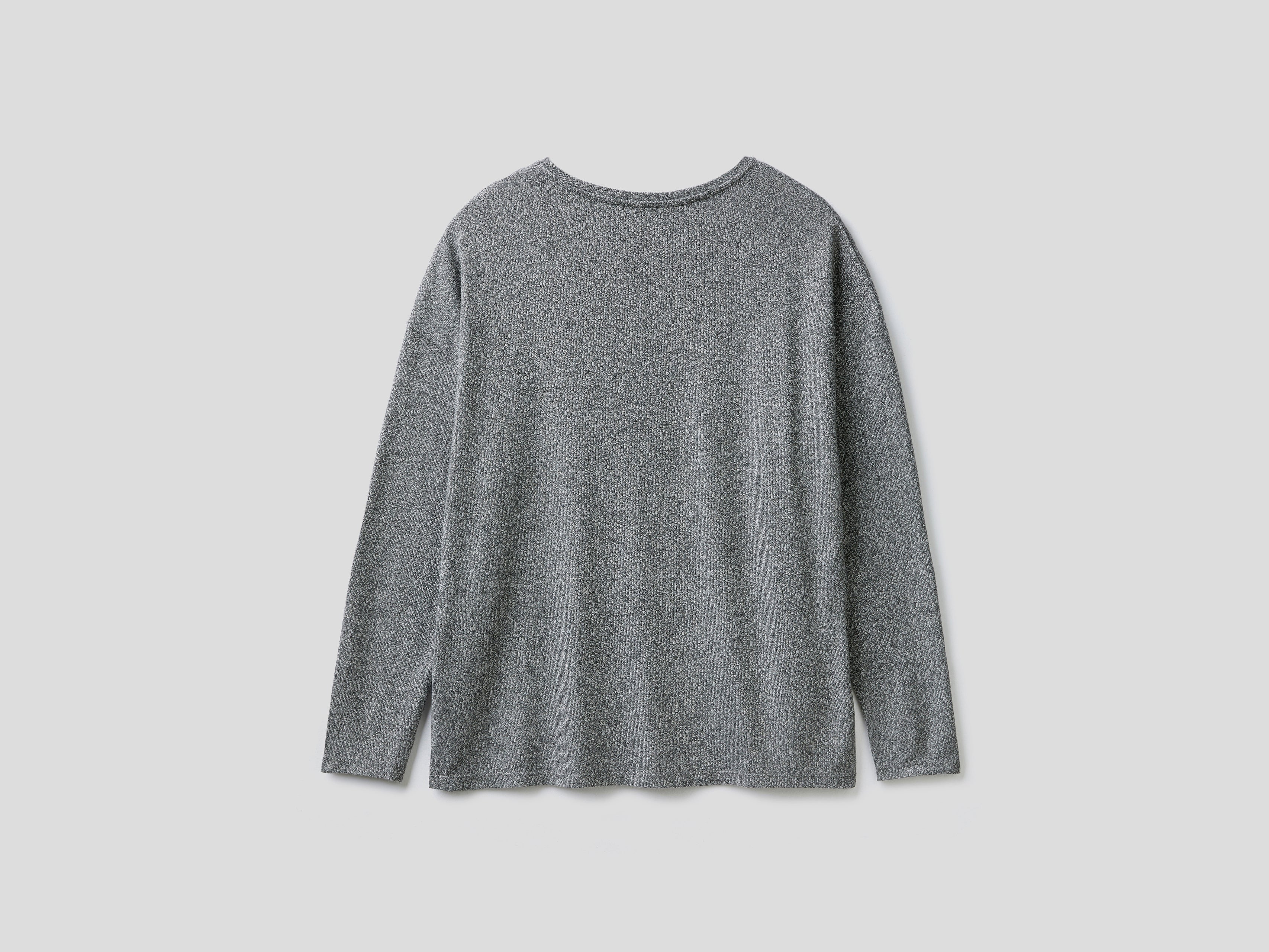 T-shirt manica lunga in viscosa stretch - Image 2