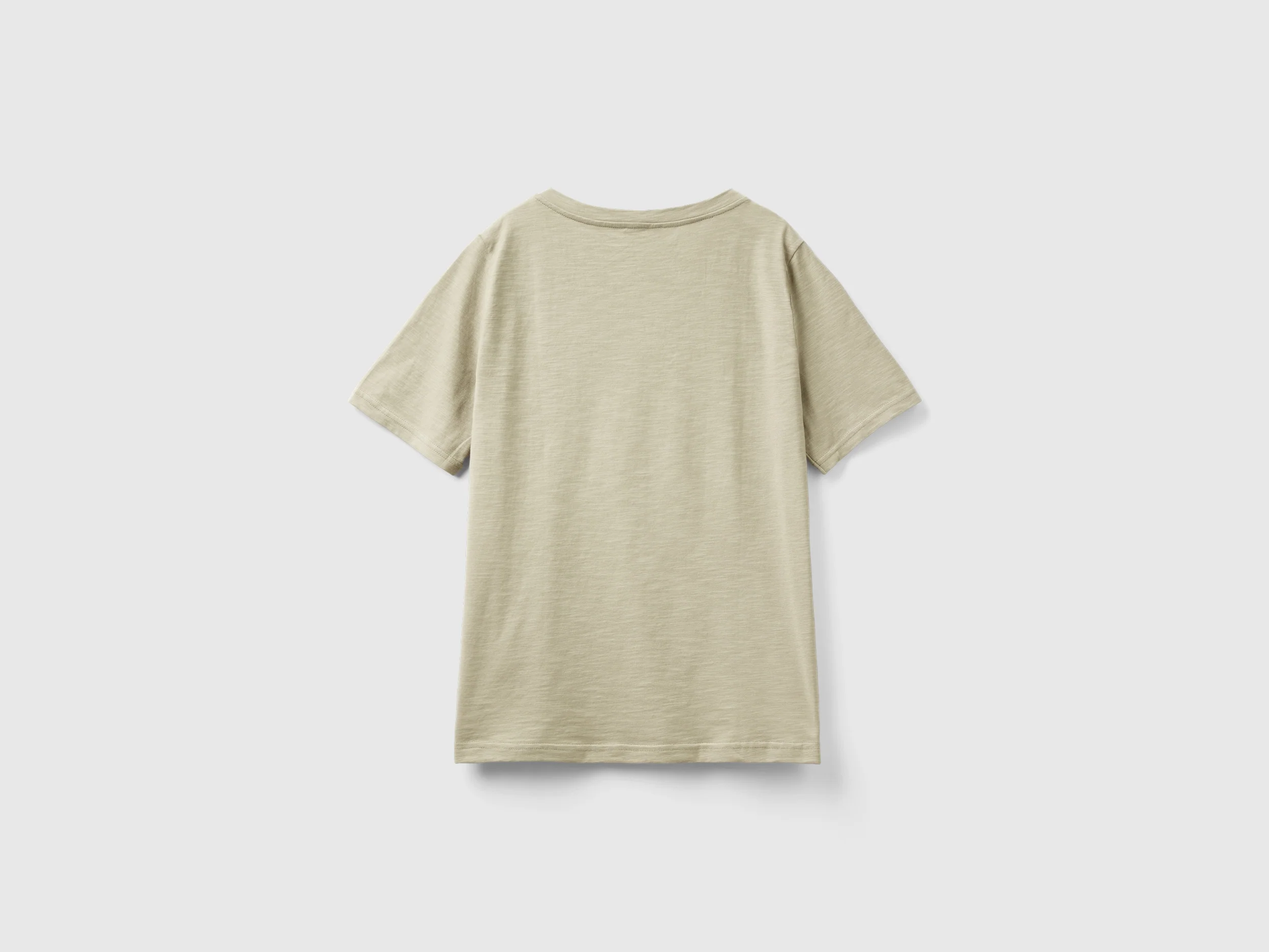 T-shirt scollo a V in cotone fiammato - Image 2