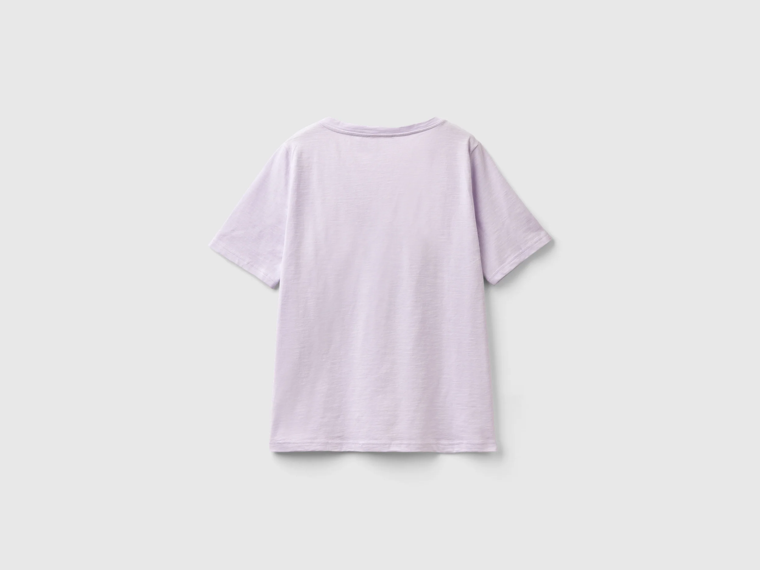 T-shirt scollo a V in cotone fiammato - Image 2