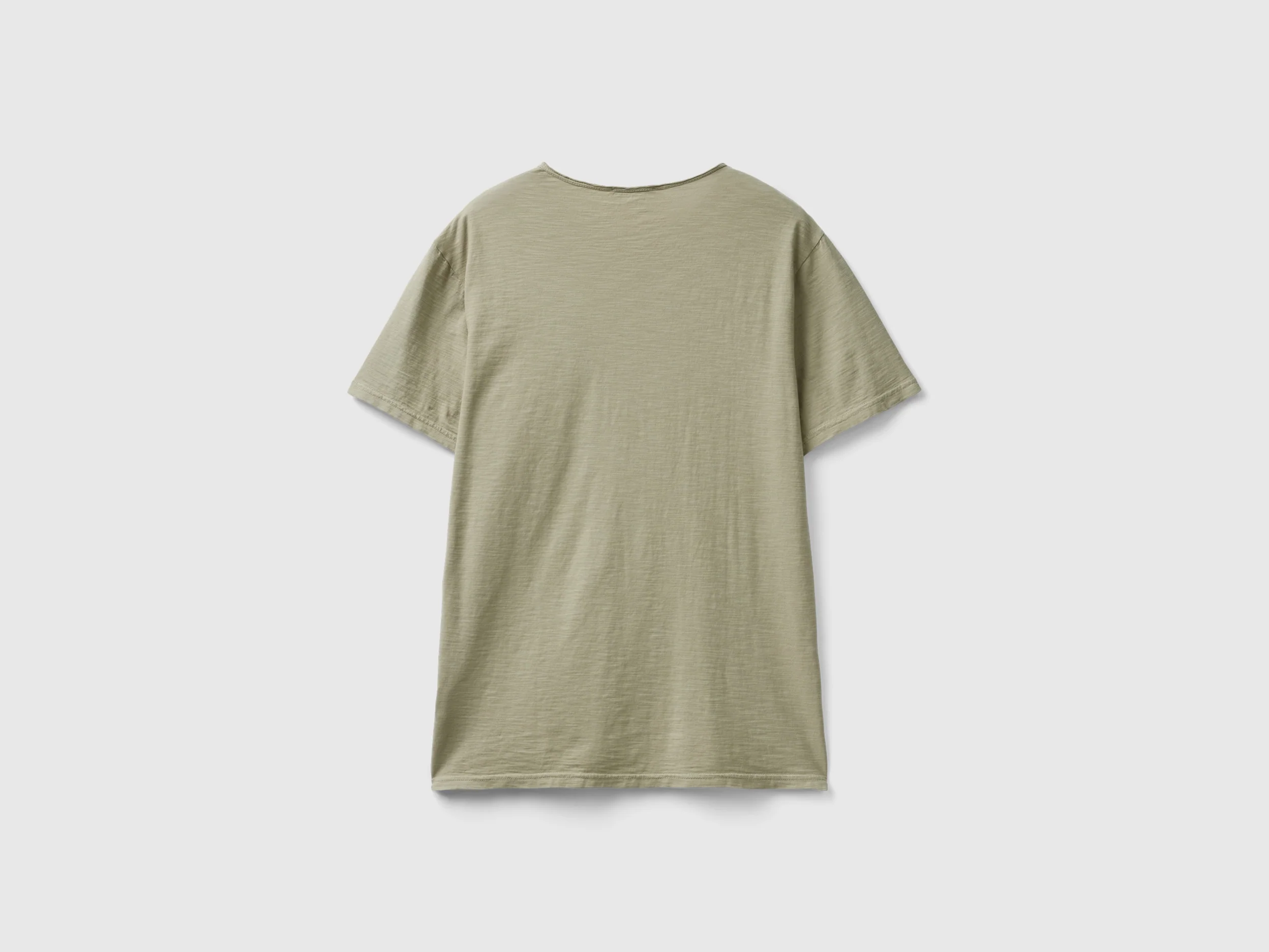 T-shirt verde salvia in cotone fiammato - Image 2