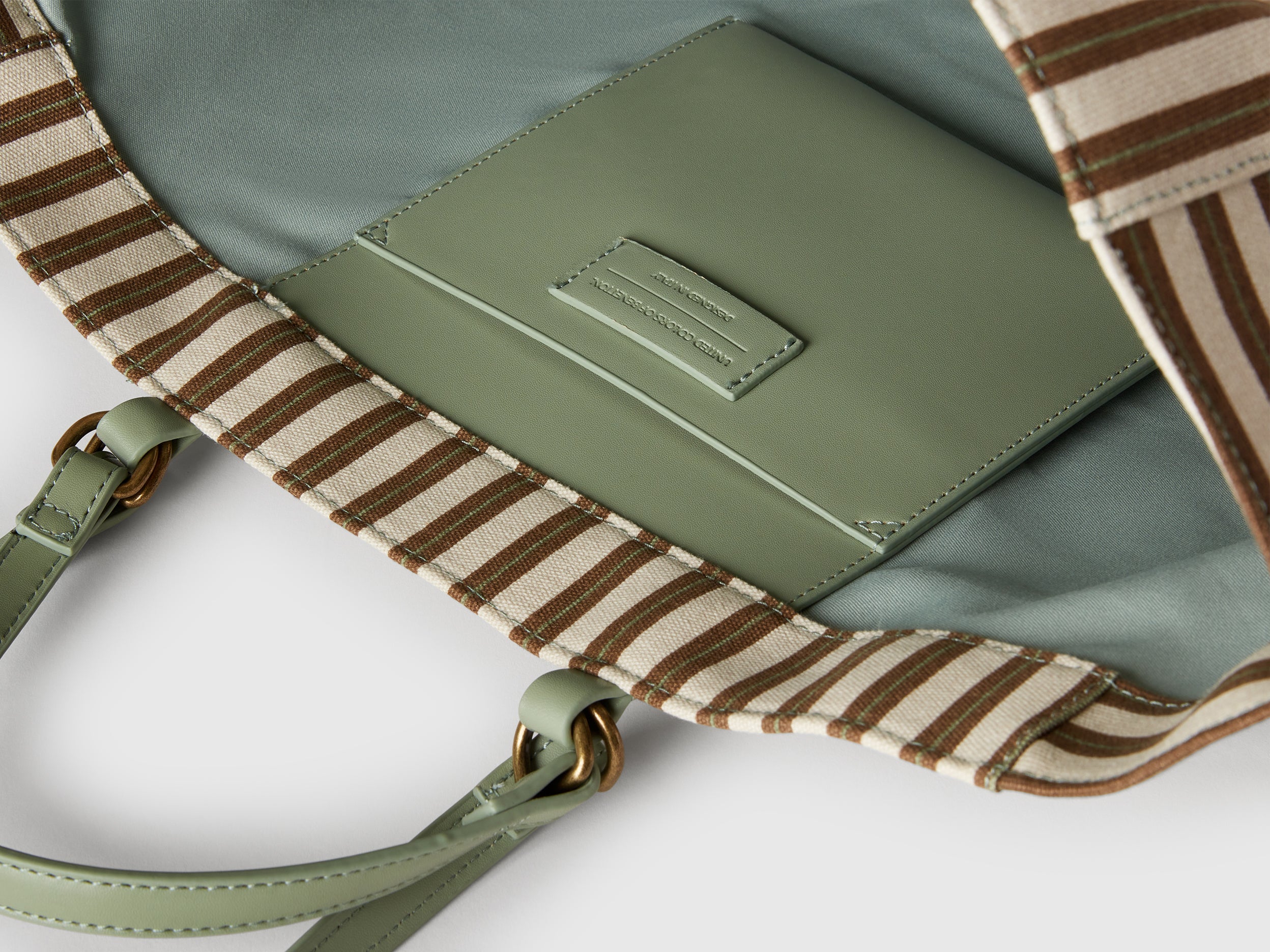 Tote bag a righe e beige - Image 3