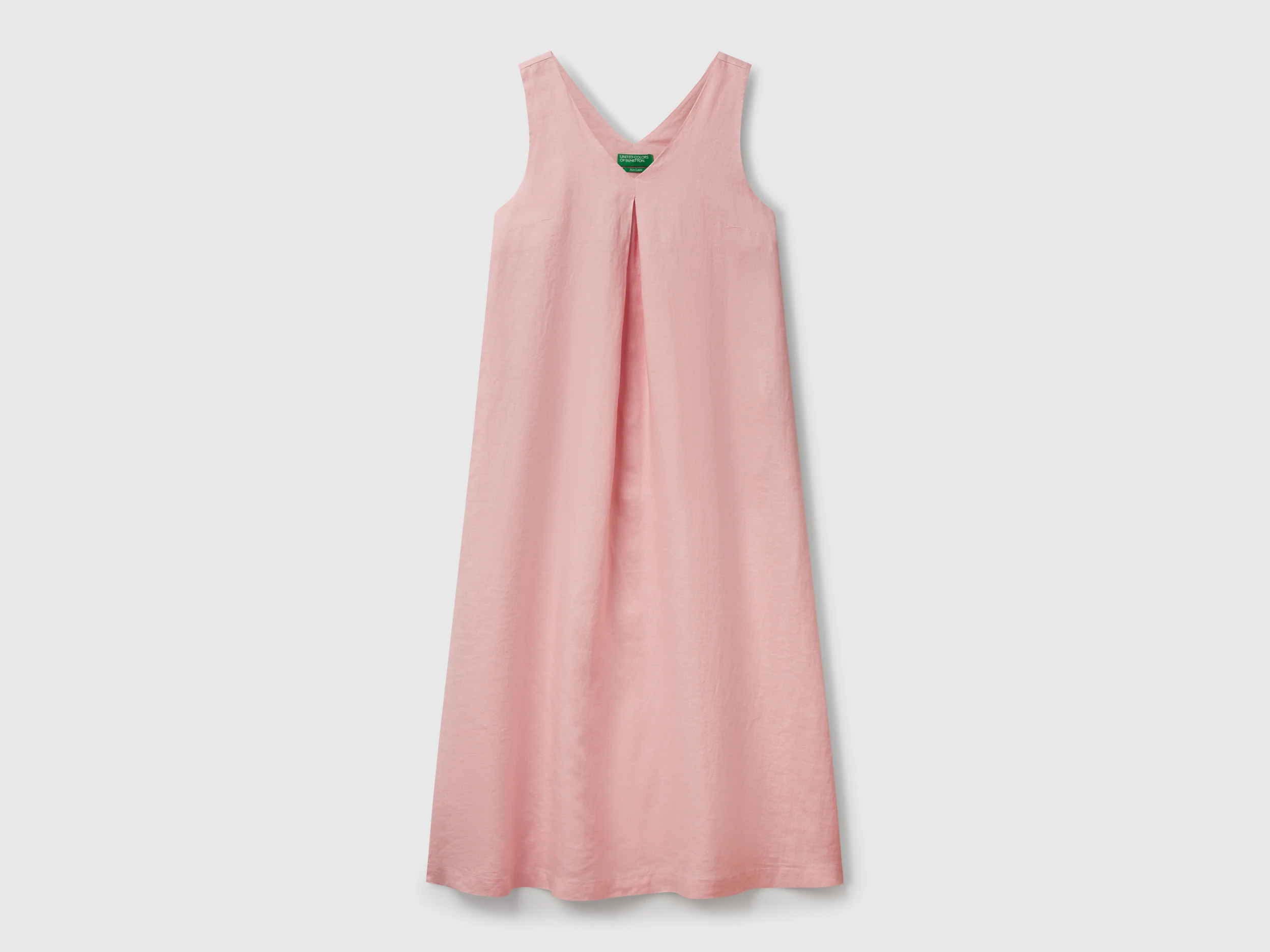 Vestito smanicato in puro lino